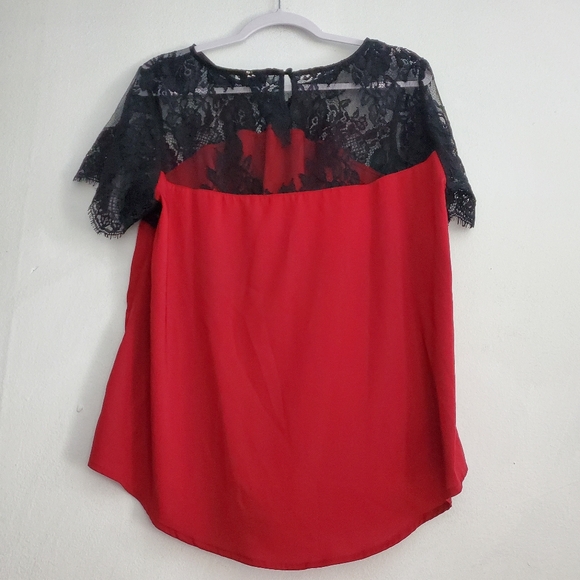 Torrid Lace Inset Satin Blouse - Picture 4 of 8